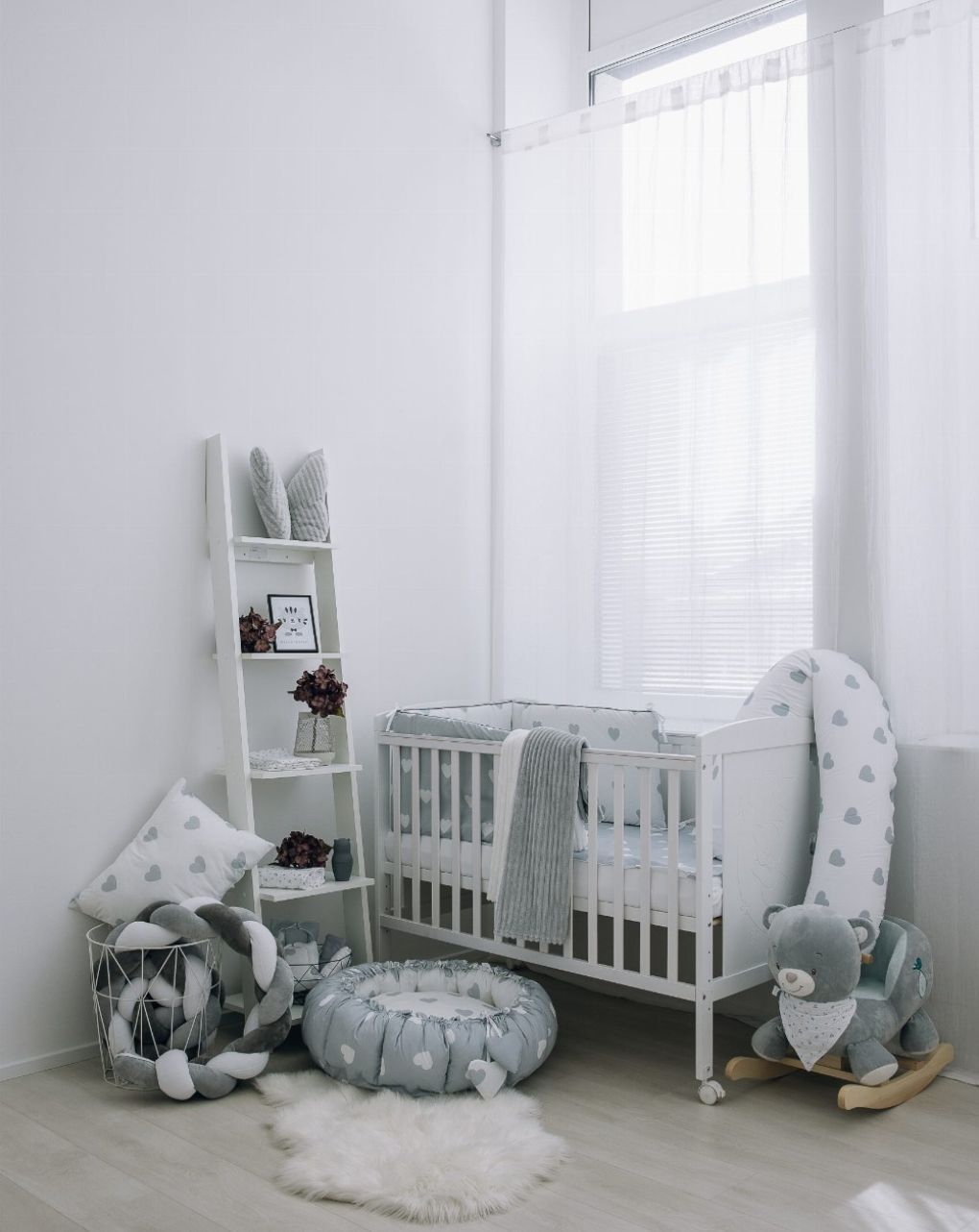 Bubaba σετ για κρεβάτι 6 τμχ gray hearts 83723 - BUBABA