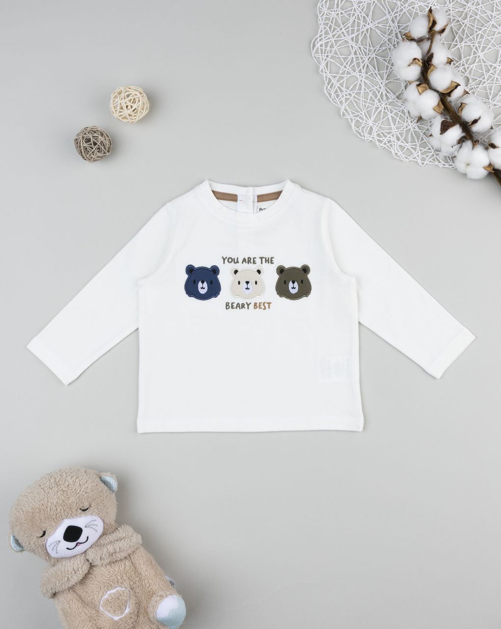 βρεφική μπλούζα λευκή με αρκουδάκια για αγόρι - Prénatal