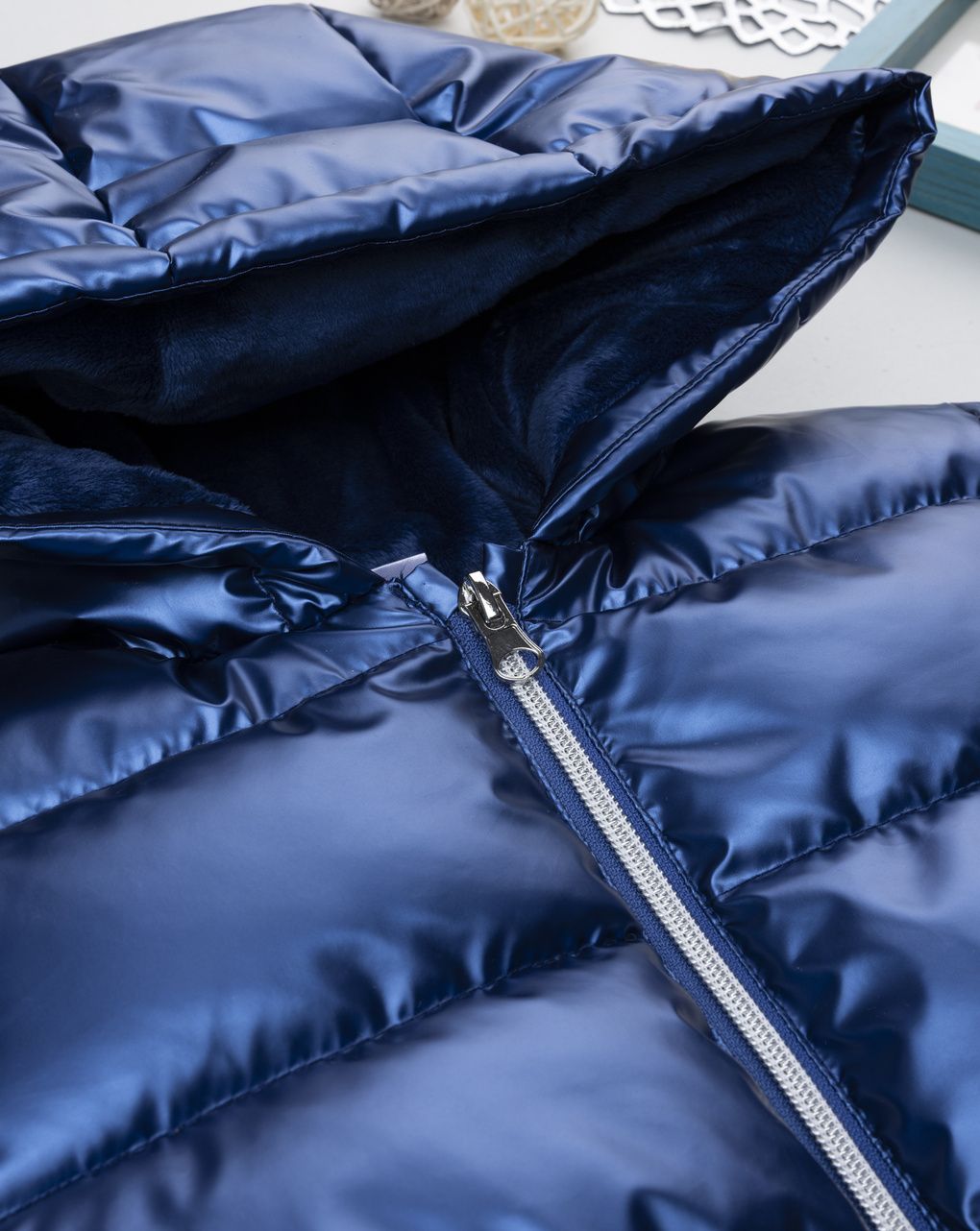 παιδικό μπουφάν puffer μπλε metallic για κορίτσι - Prénatal