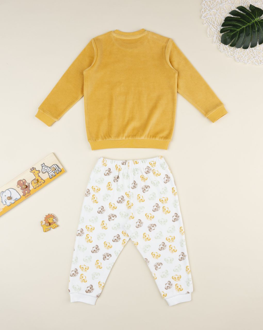 βρεφική πιτζάμα σενίλ πορτοκαλί/λευκή lion king για αγόρι - Prénatal