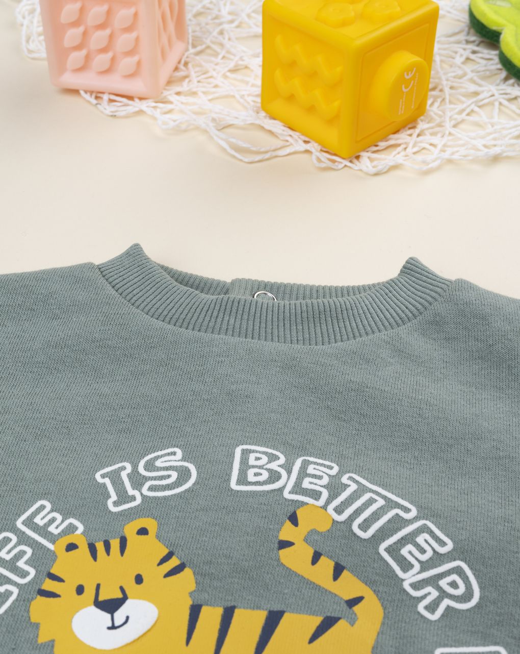 βρεφικό σετ μπλούζα φούτερ και φόρμα με τιγράκι για αγόρι - Prénatal