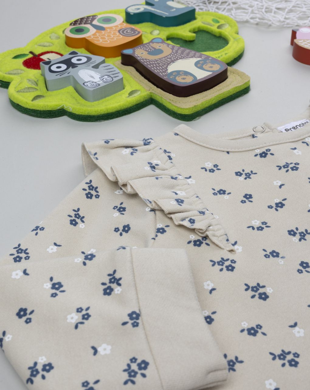 βρεφικό σετ μπλούζα φούτερ και φόρμα με λουλούδια για κορίτσι - Prénatal