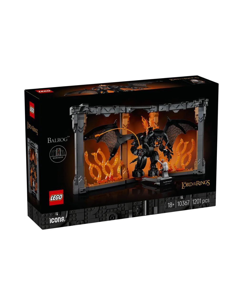 Lego icons the lord of the rings balrog book nook 10367