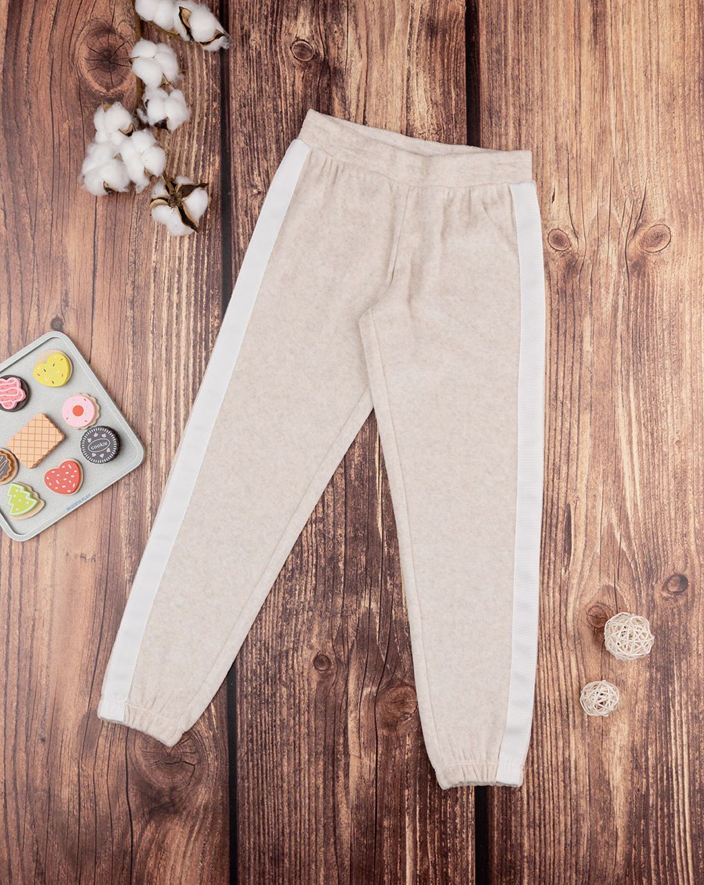 παιδικό παντελόνι φόρμας σενίλ μπεζ για κορίτσι - Prénatal