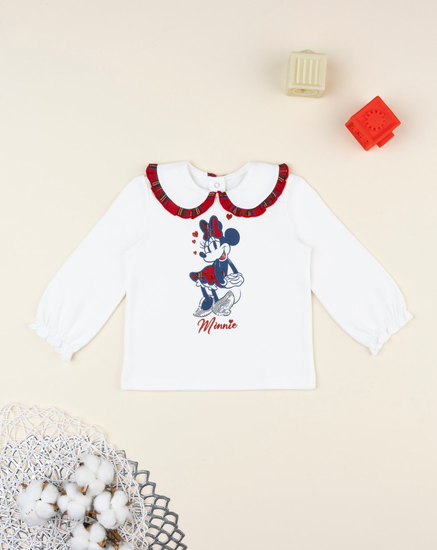 βρεφική μπλούζα πόλο λευκή minnie classic για κορίτσι
