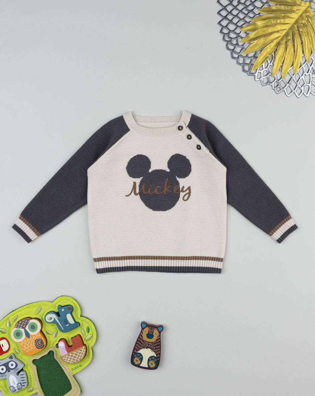 βρεφικό πουλόβερ εκρού mickey για αγόρι