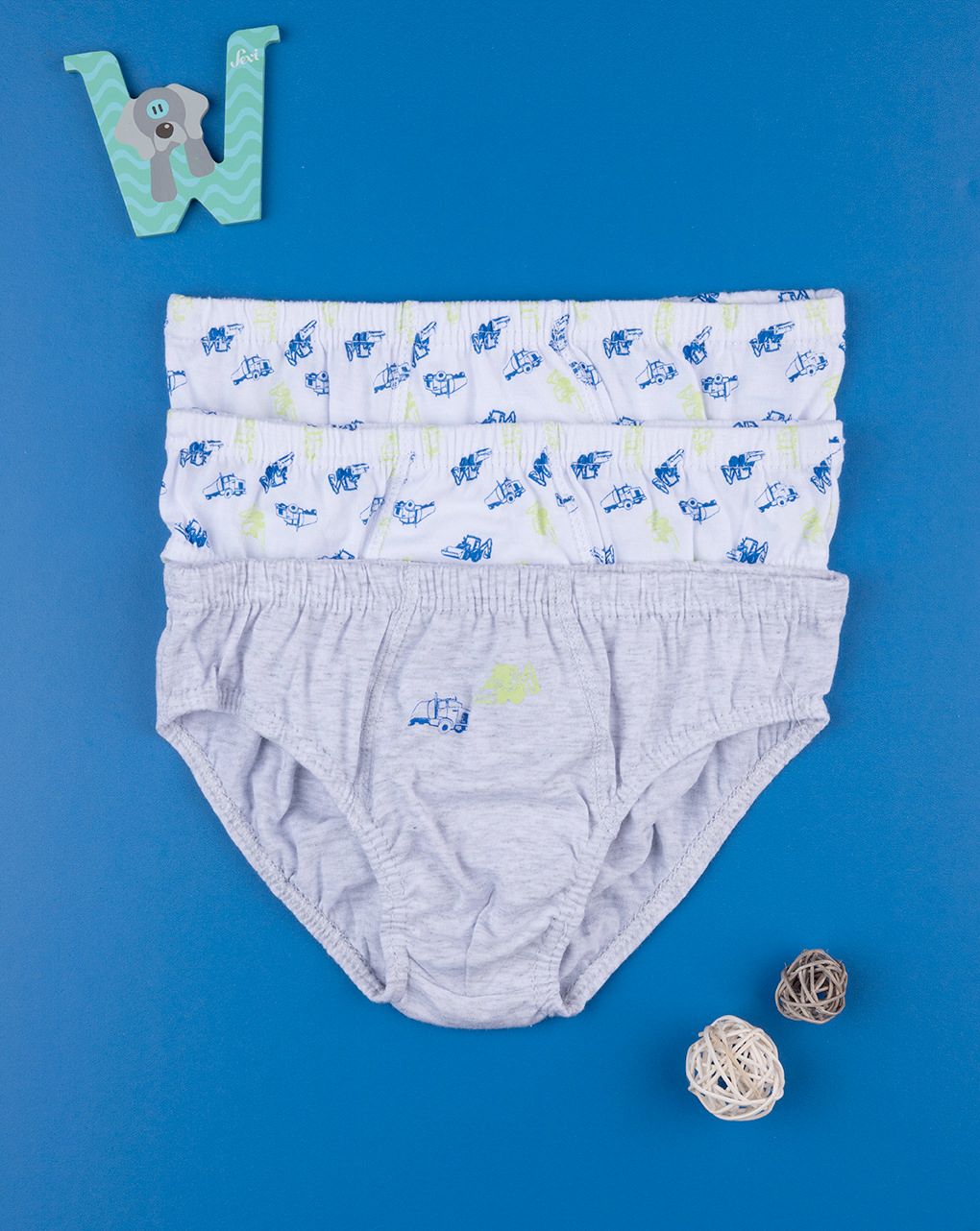 παιδικά σλιπ πακέτο x3 με φορτηγά για αγόρι - Prénatal