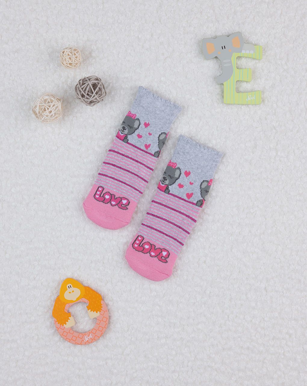 βρεφικές αντιολισθητικές κάλτσες με αρκουδάκια για κορίτσι