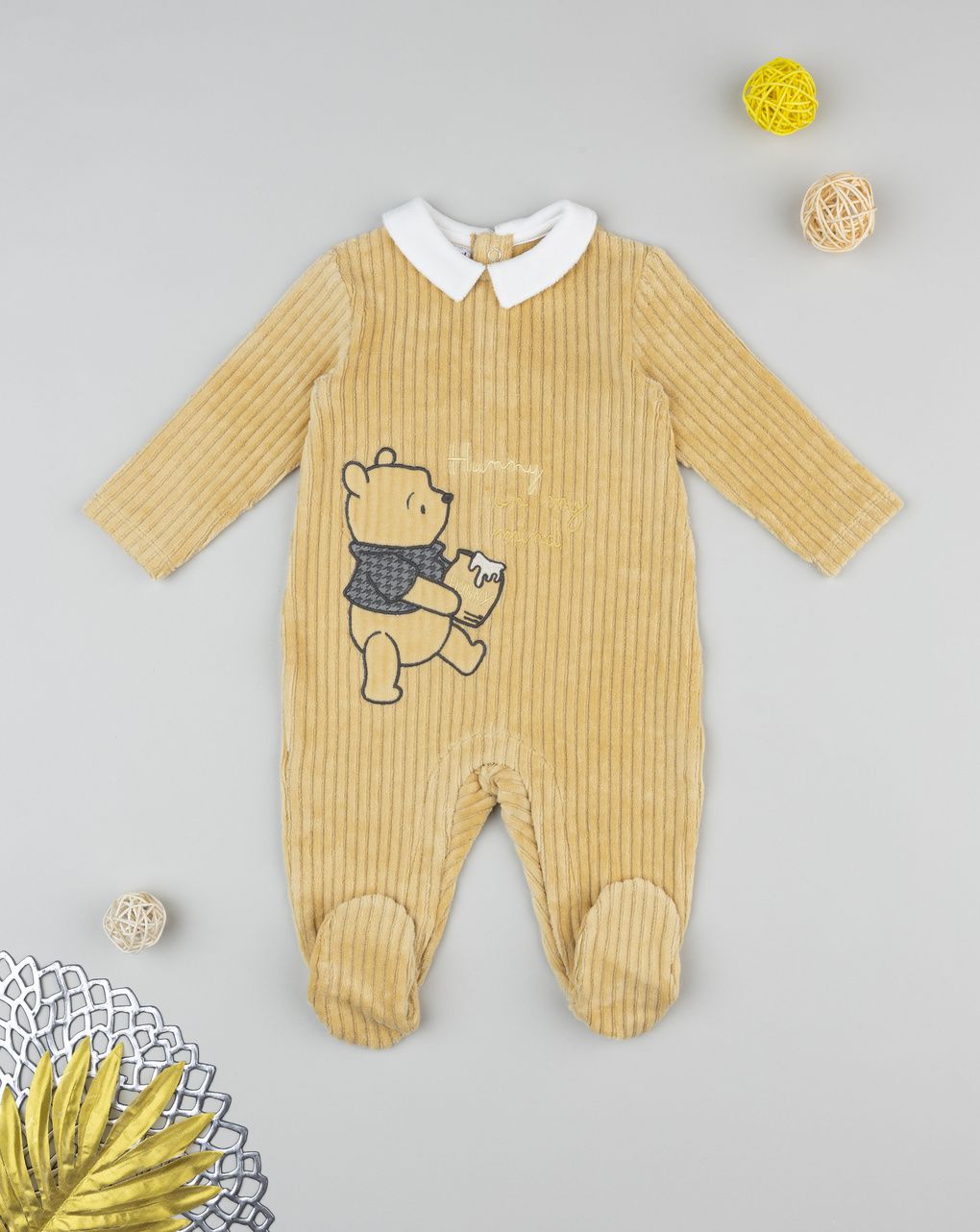 βρεφικό φορμάκι σενίλ κίτρινο winnie για αγόρι - Prénatal