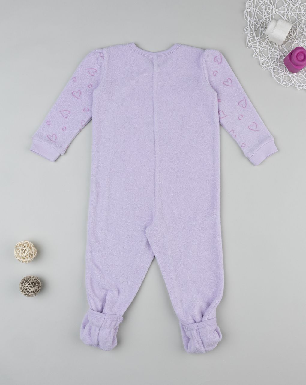 βρεφική πιτζάμα ολόσωμη fleece λιλά minnie για κορίτσι - Prénatal