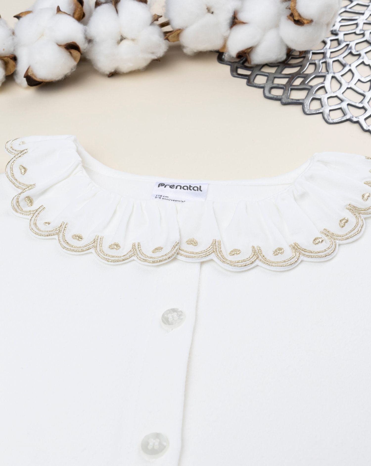 παιδικό πουκάμισο λευκό με βολάν για κορίτσι - Prénatal