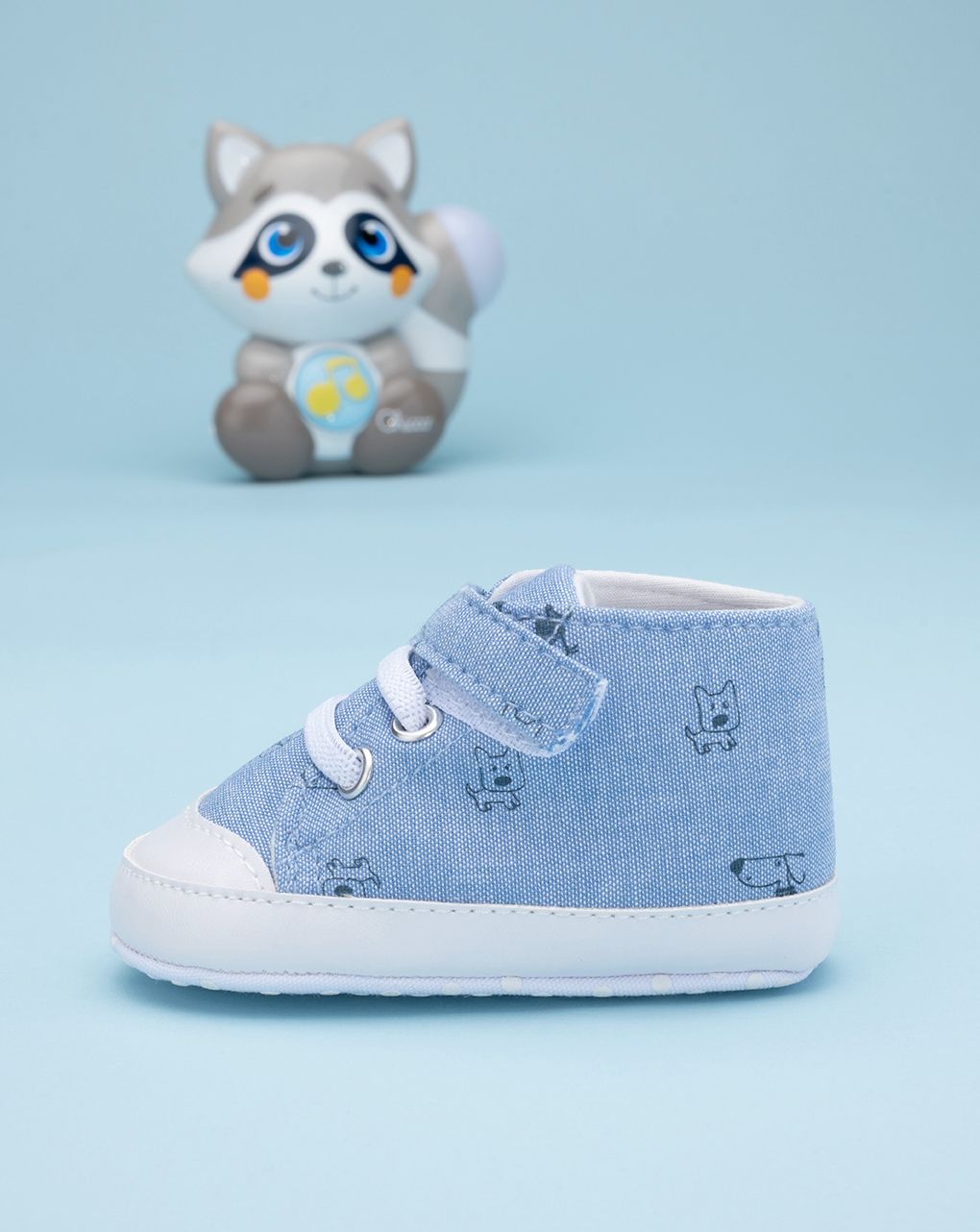 βρεφικά παπούτσια αγκαλιάς μπλε με σκυλάκια για αγόρι