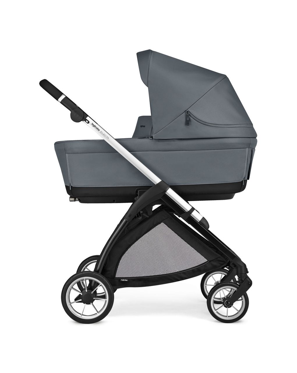 Inglesina σύστημα μεταφοράς electa quattro με σκελετό silver black και darwin infant recline union grey - Inglesina