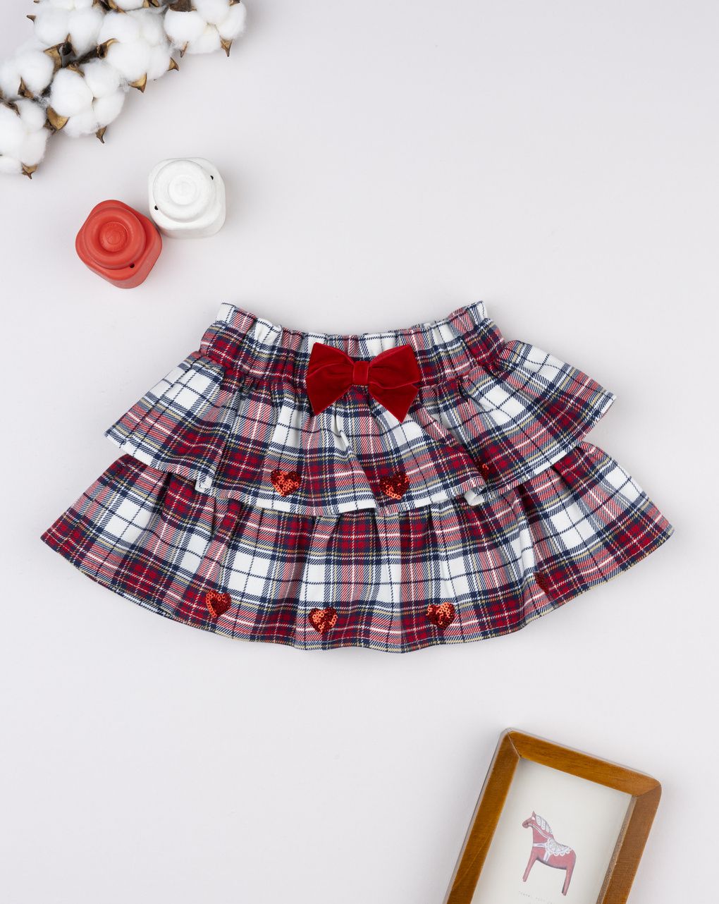 βρεφική φούστα καρό με φιογκάκι classic για κορίτσι
