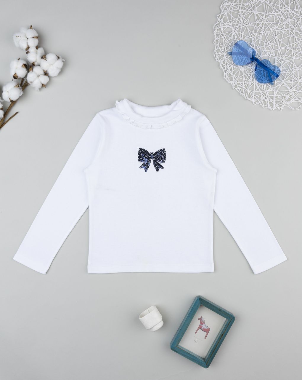 παιδική μπλούζα ζιβάγκο λευκή με φιογκάκι classic για κορίτσι