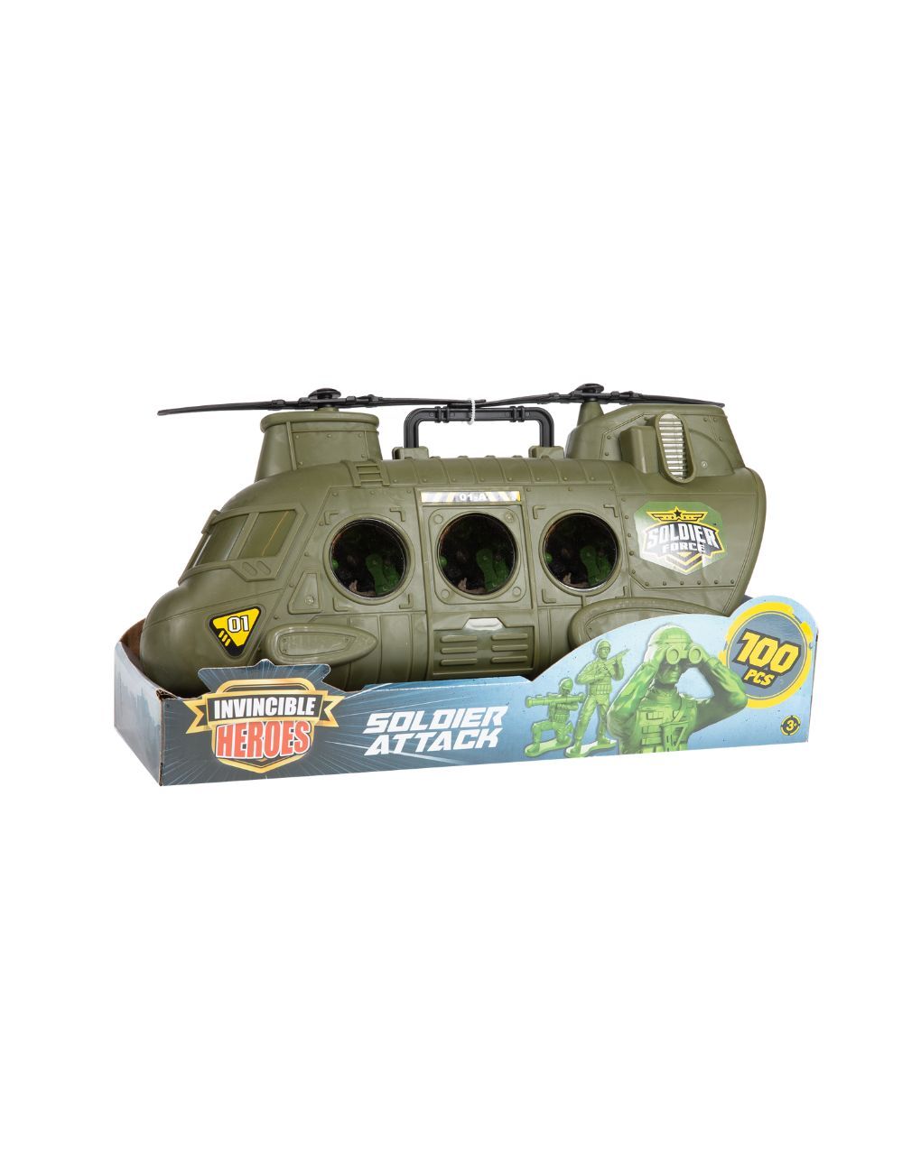 Invincible heroes στρατιωτικό ελικόπτερο με 100 αξεσουάρ