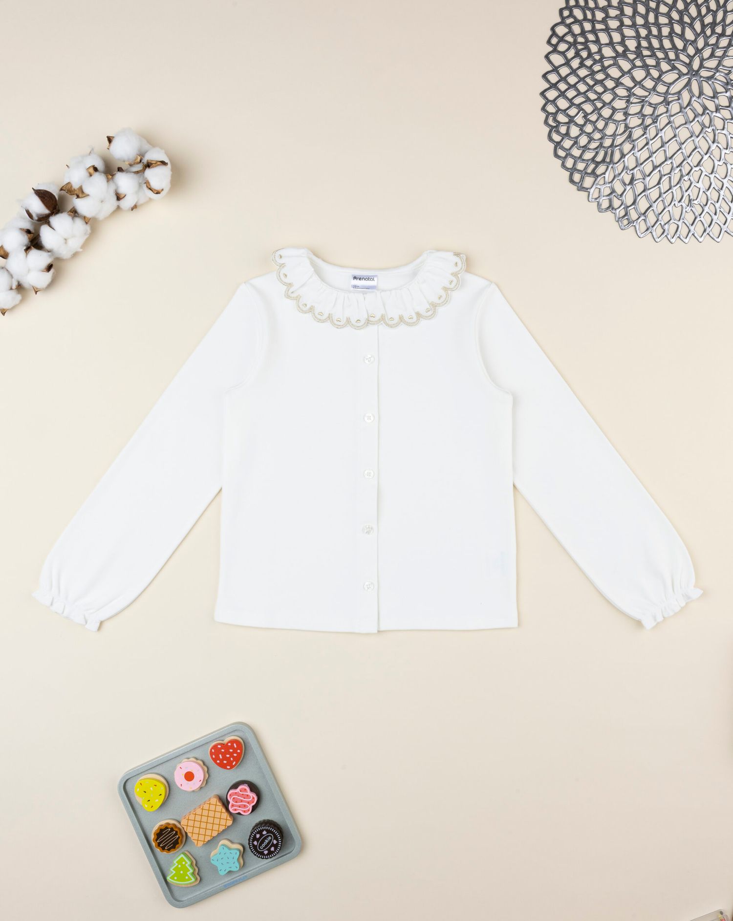 παιδικό πουκάμισο λευκό με βολάν για κορίτσι - Prénatal