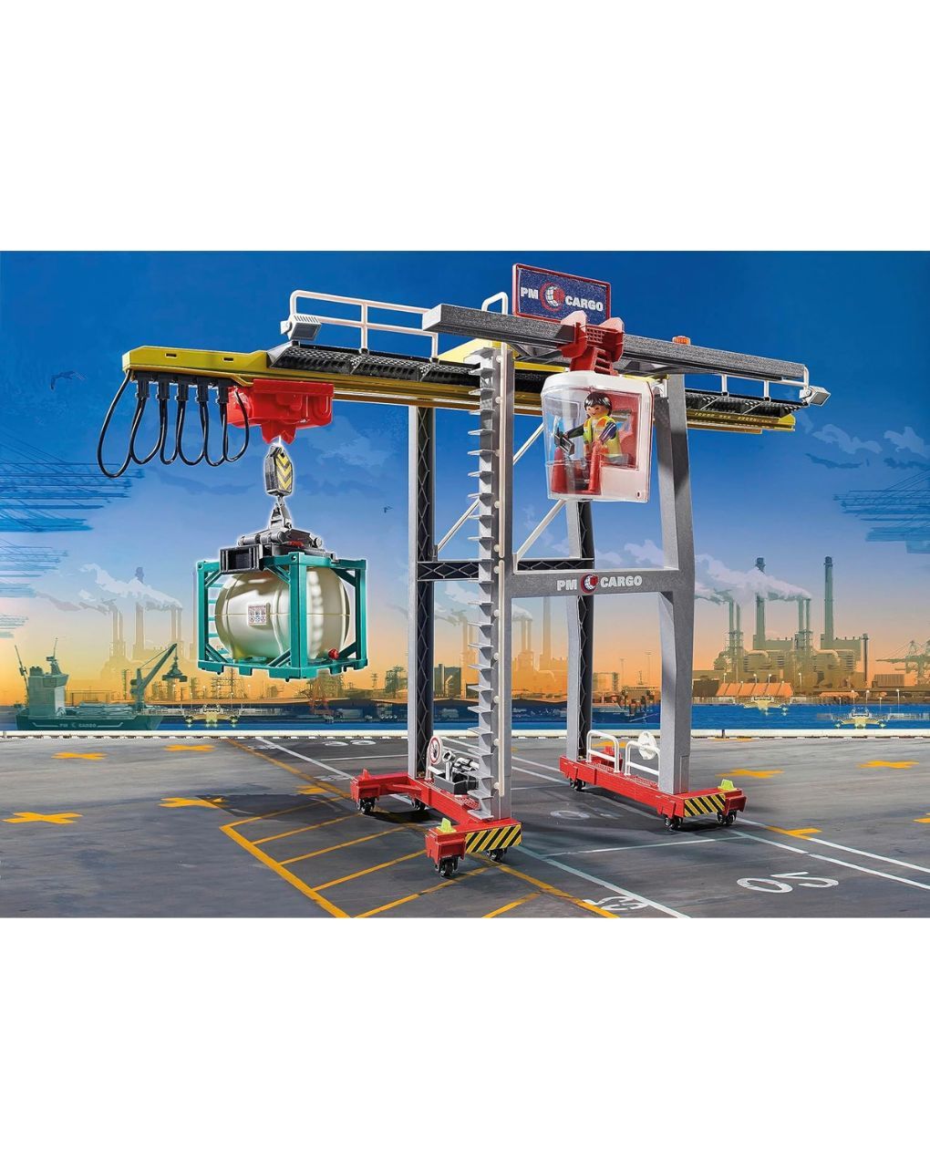 Playmobil city action γερανογέφυρα φορτοεκφόρτωσης container 70770 - Playmobil