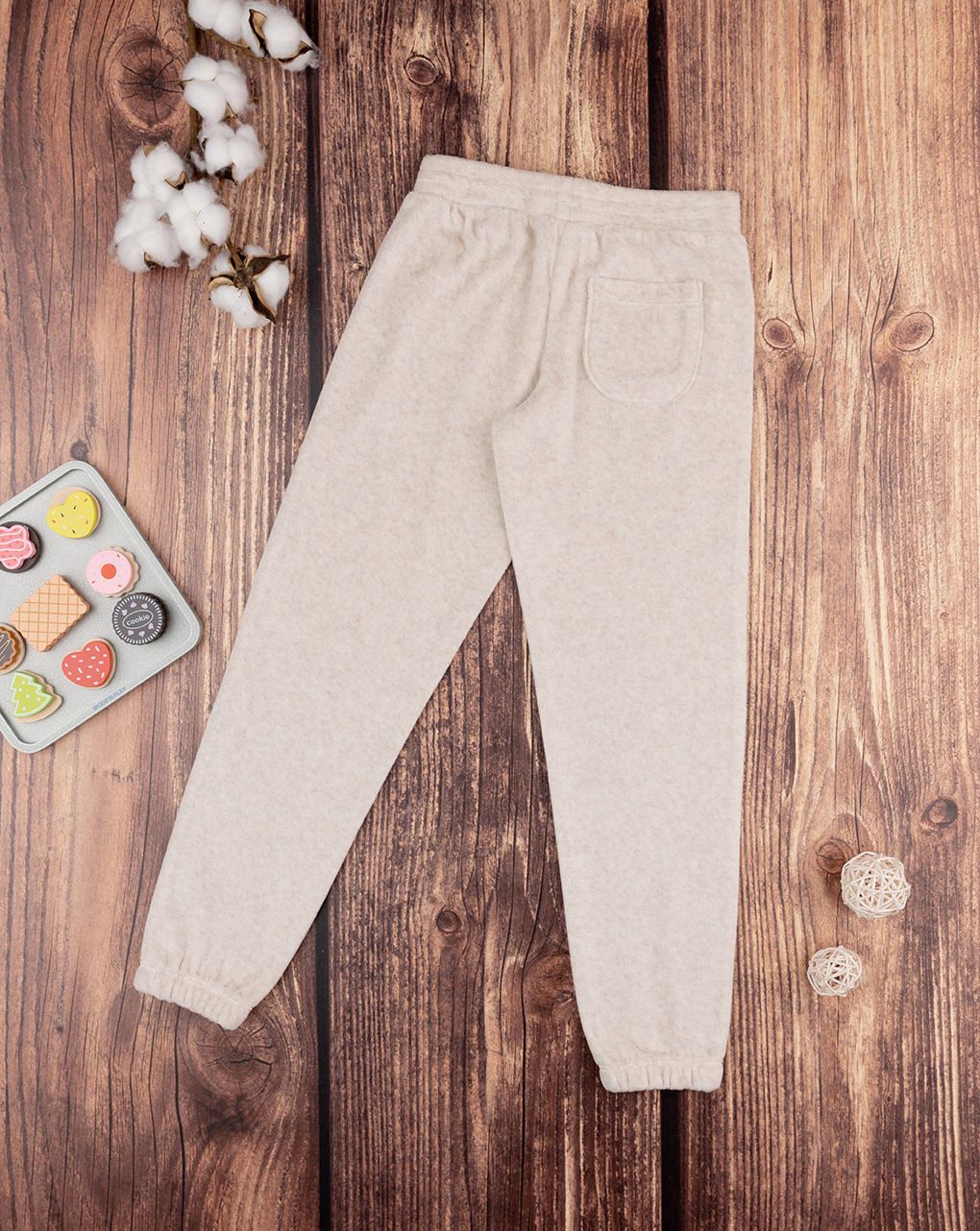 παιδικό παντελόνι φόρμας σενίλ μπεζ για κορίτσι - Prénatal