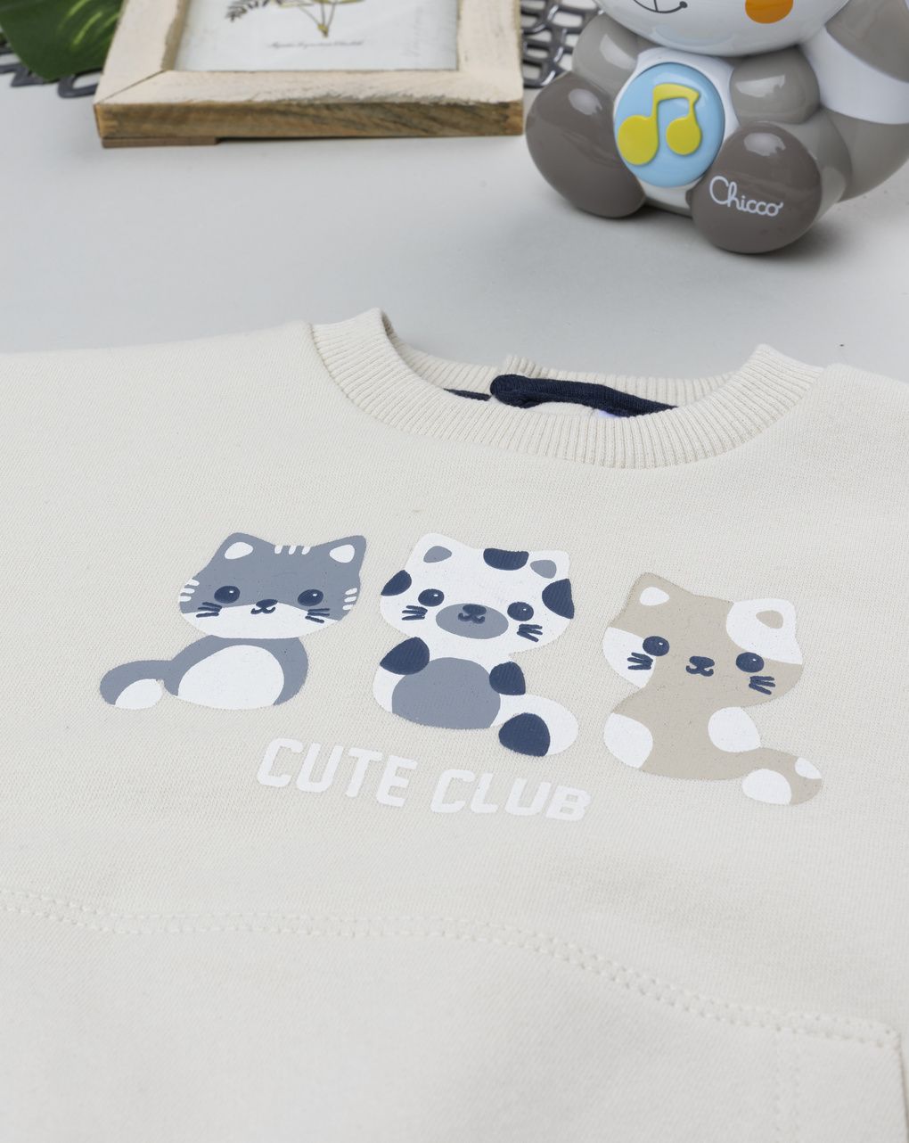 βρεφική μπλούζα φούτερ μπεζ cute club για αγόρι - Prénatal