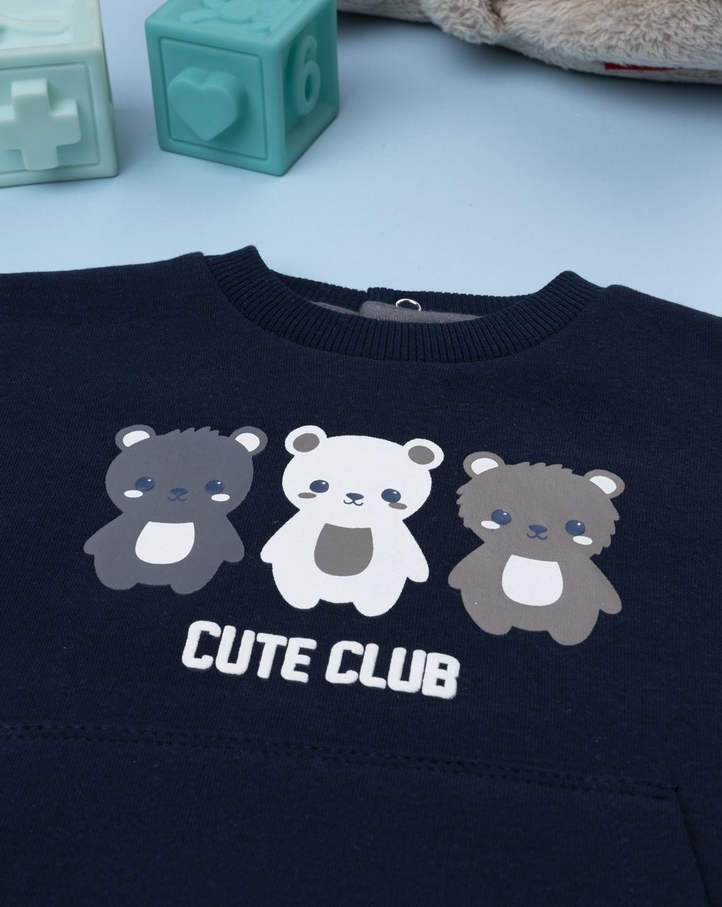 βρεφική μπλούζα φούτερ μπλε cute club για αγόρι - Prénatal