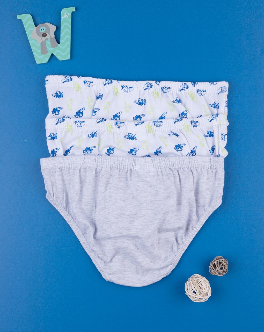 παιδικά σλιπ πακέτο x3 με φορτηγά για αγόρι - Prénatal