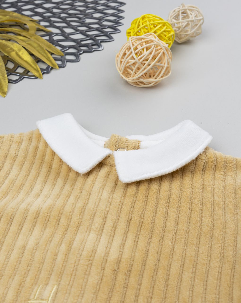 βρεφικό φορμάκι σενίλ κίτρινο winnie για αγόρι - Prénatal