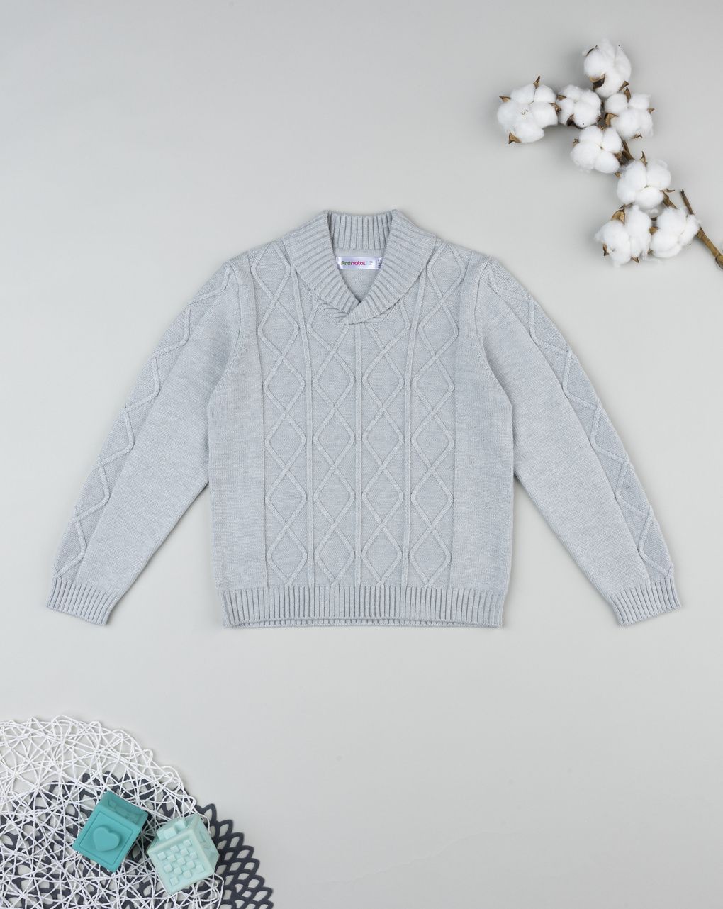 παιδικό πουλόβερ γκρι classic για αγόρι - Prénatal