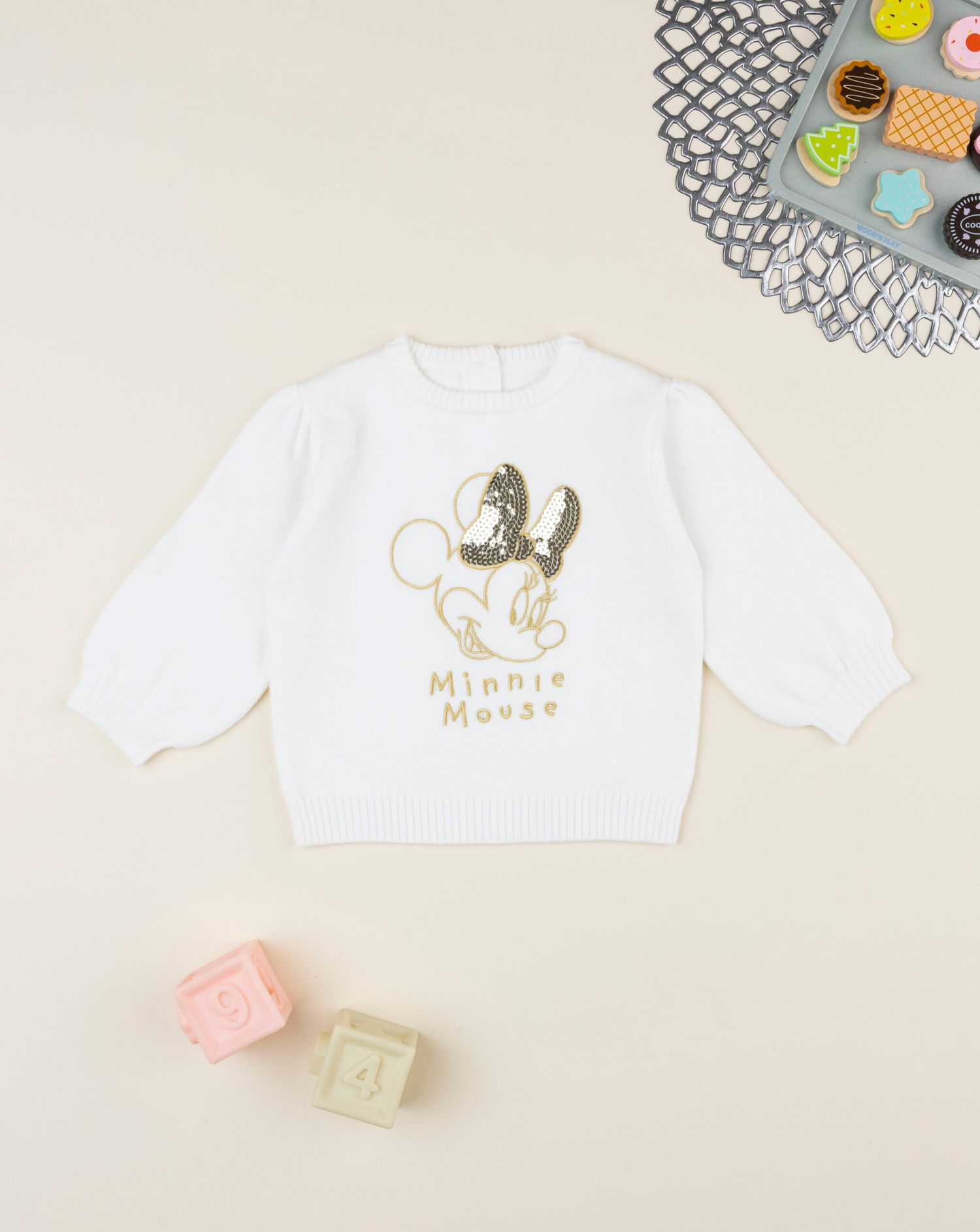 βρεφικό πουλόβερ λευκό minnie για κορίτσι