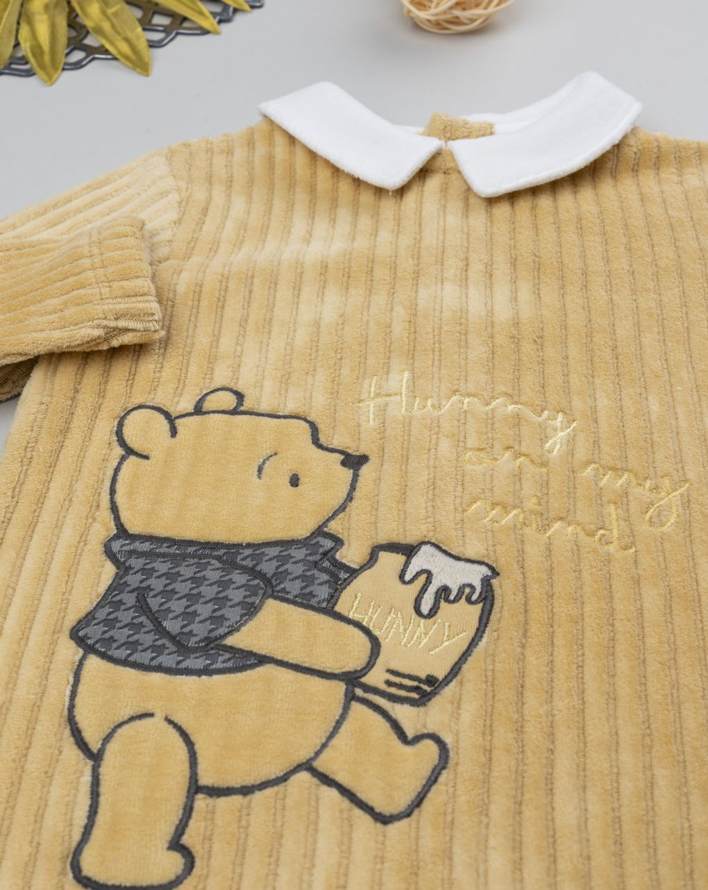 βρεφικό φορμάκι σενίλ κίτρινο winnie για αγόρι - Prénatal