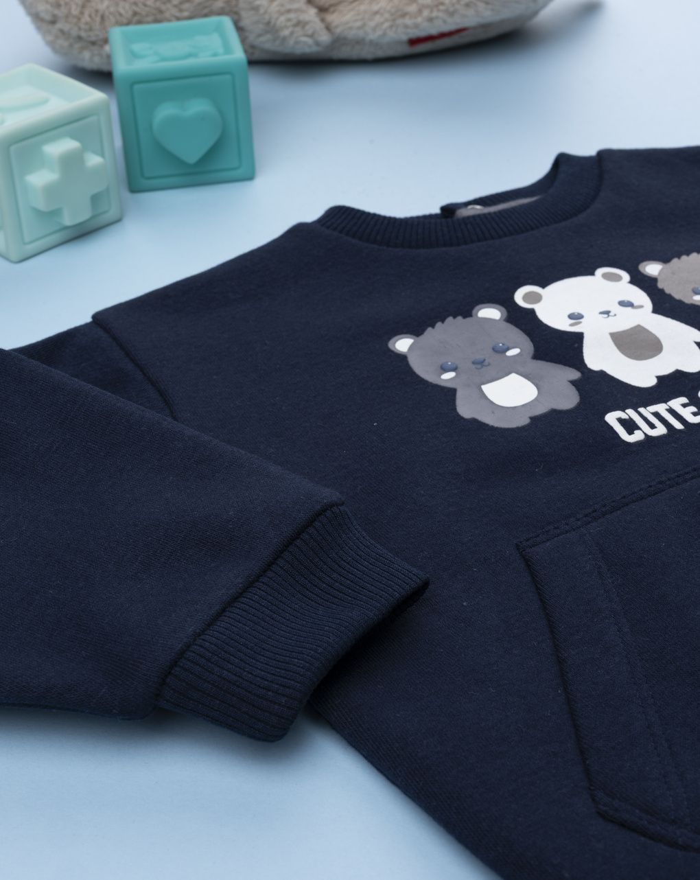 βρεφική μπλούζα φούτερ μπλε cute club για αγόρι - Prénatal