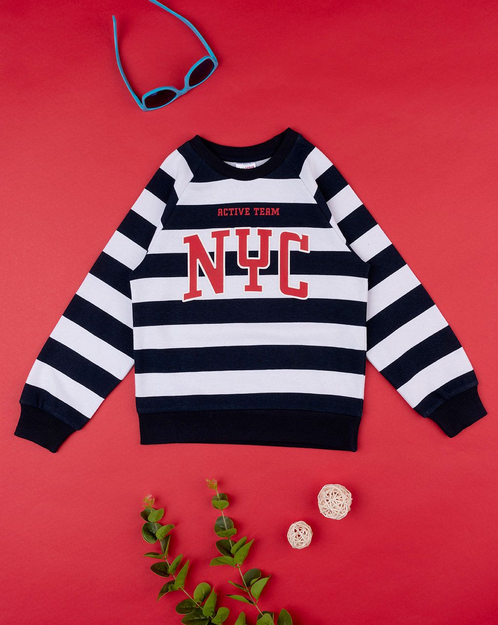 παιδική μπλούζα φούτερ ριγέ nyc για αγόρι