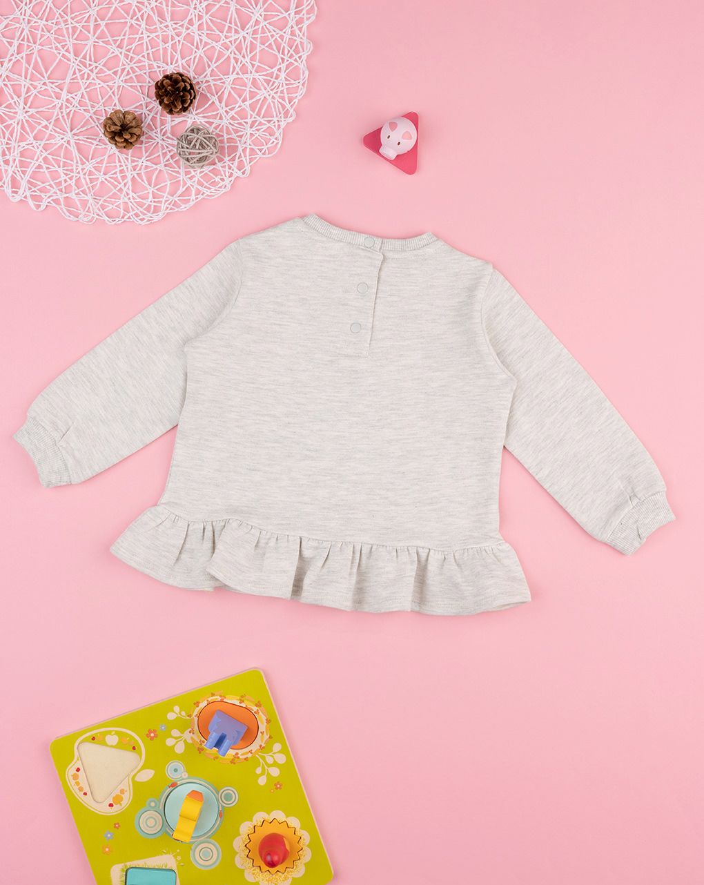 βρεφική μπλούζα φούτερ μπεζ little cute για κορίτσι - Prénatal