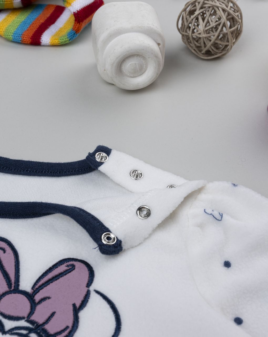 βρεφική πιτζάμα fleece λευκή/μπλε minnie για κορίτσι - Prénatal