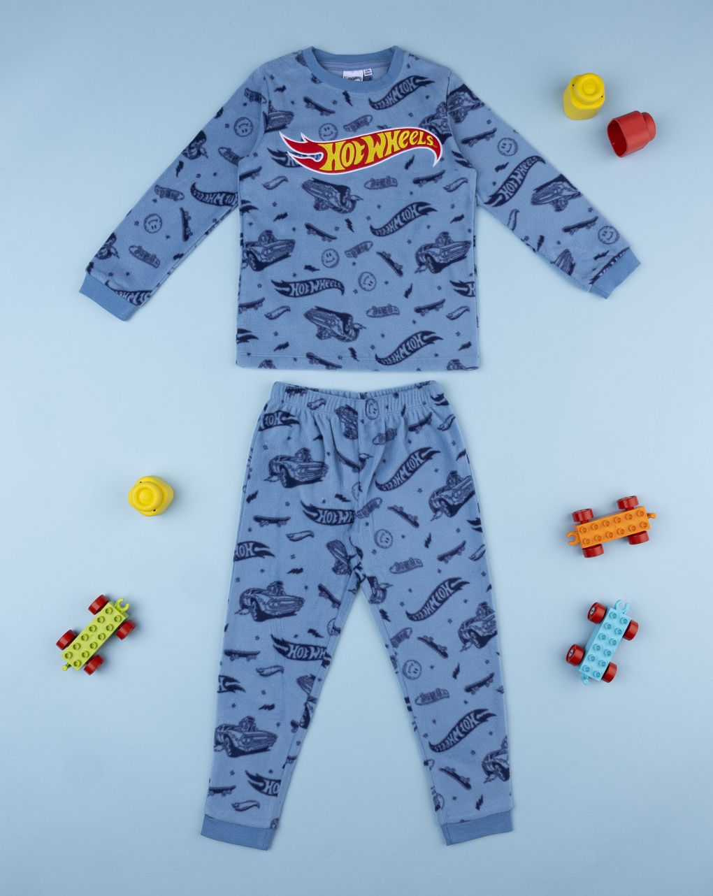 παιδική πιτζάμα fleece μπλε hot wheels για αγόρι