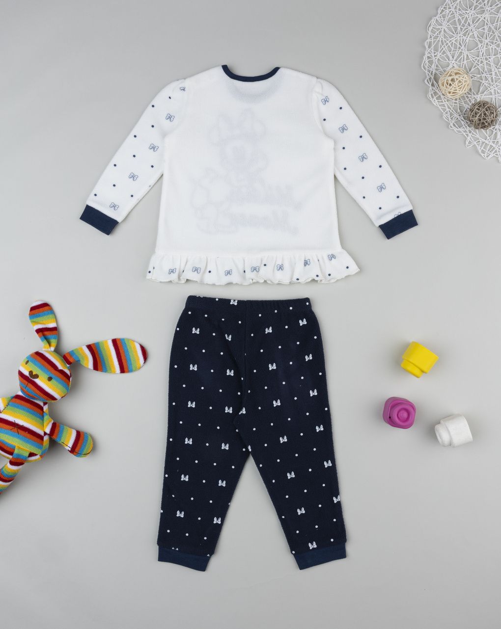βρεφική πιτζάμα fleece λευκή/μπλε minnie για κορίτσι - Prénatal