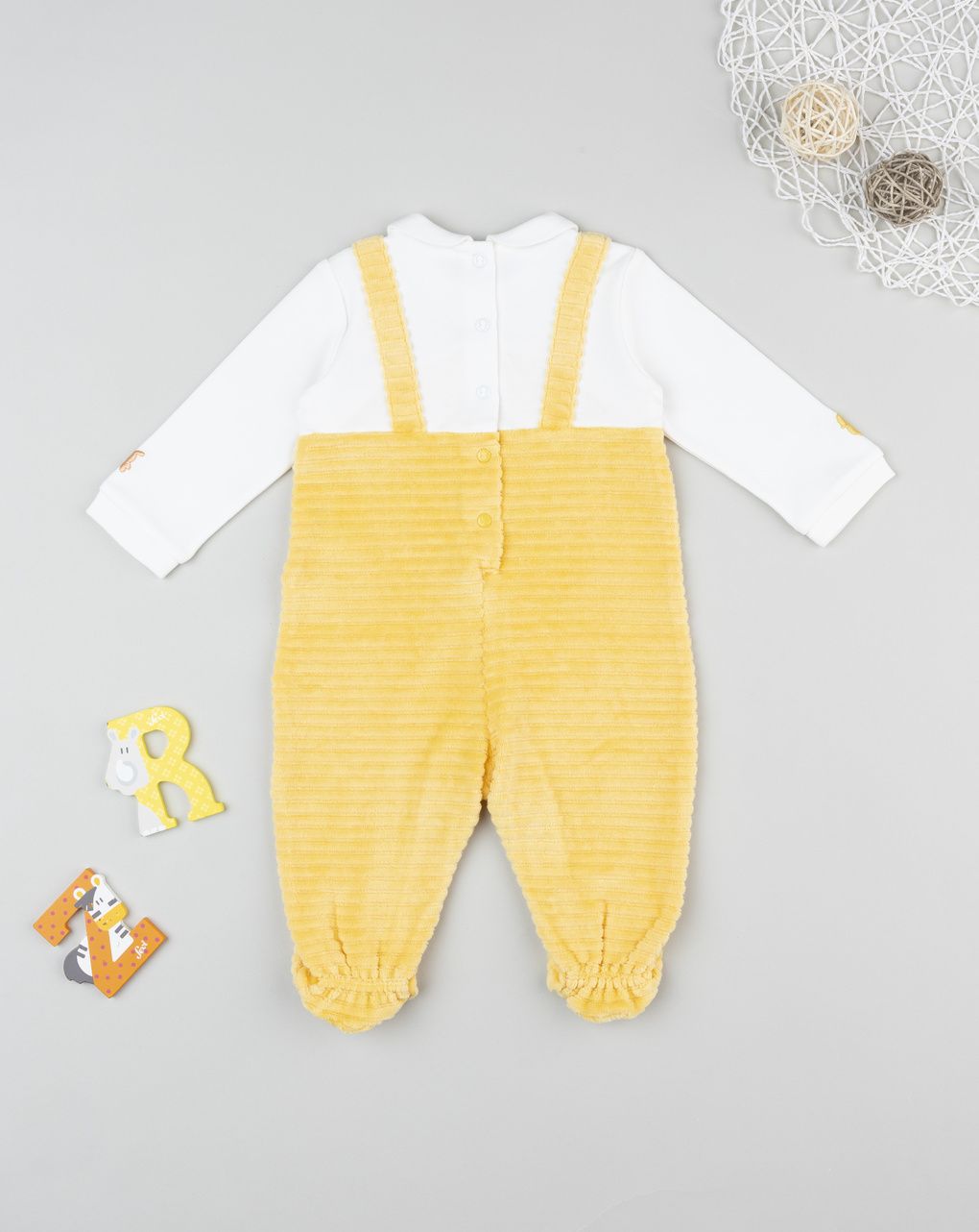 βρεφικό φορμάκι βελουτέ κίτρινο baby smile για αγόρι - Prénatal