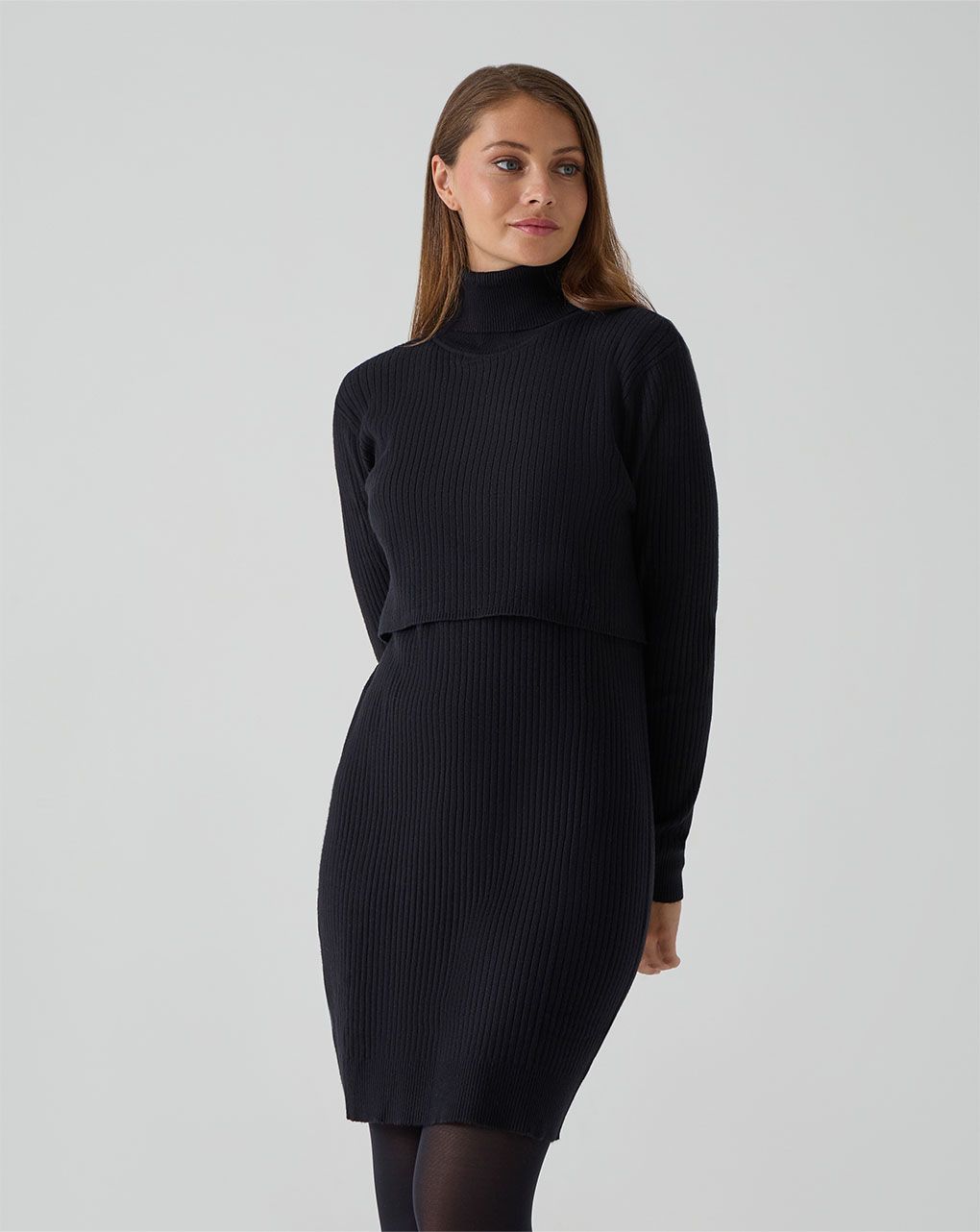 γυναικείο φόρεμα εγκυμοσύνης/θηλασμού πλεκτό μαύρο - Prénatal