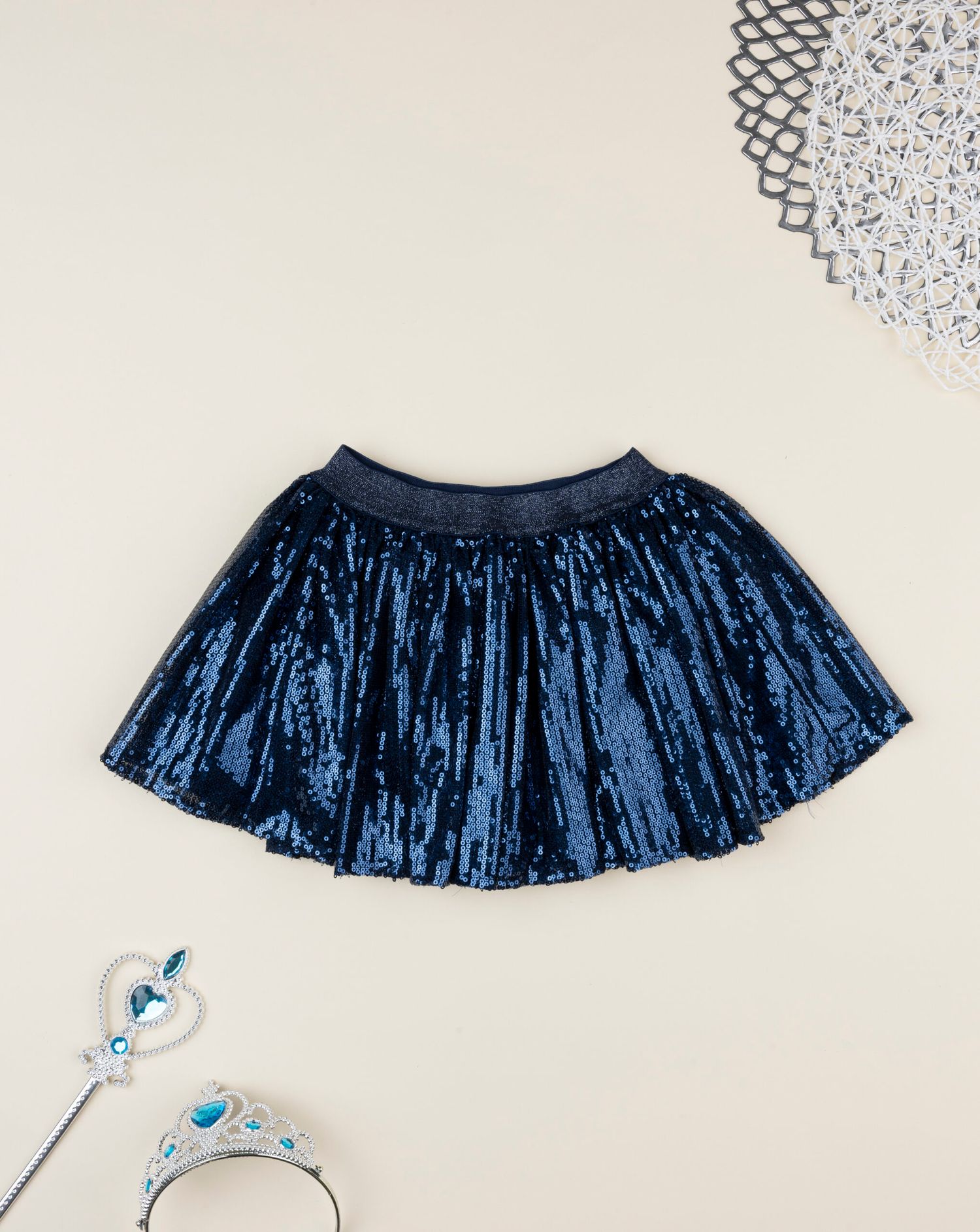 παιδική φούστα μπλε με παγιέτες classic για κορίτσι