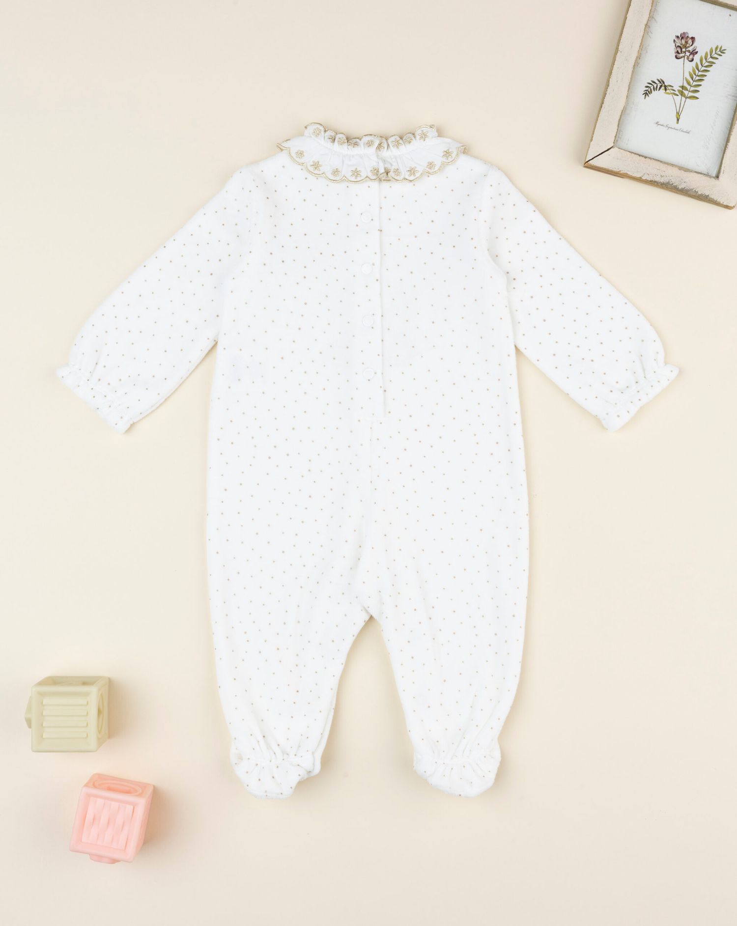 βρεφικό φορμάκι σενίλ λευκό με αρκουδάκια για κορίτσι - Prénatal