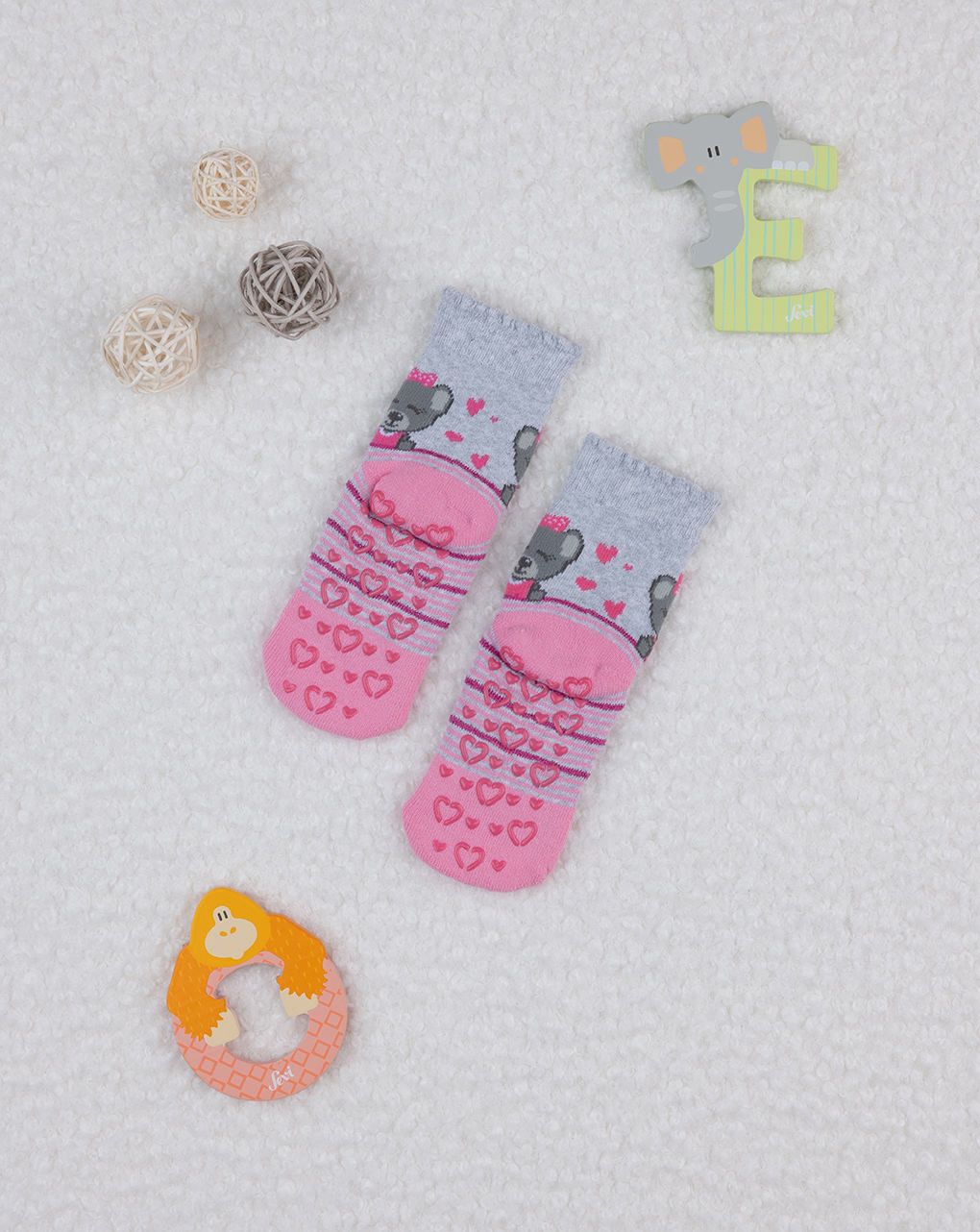 βρεφικές αντιολισθητικές κάλτσες με αρκουδάκια για κορίτσι - Prénatal