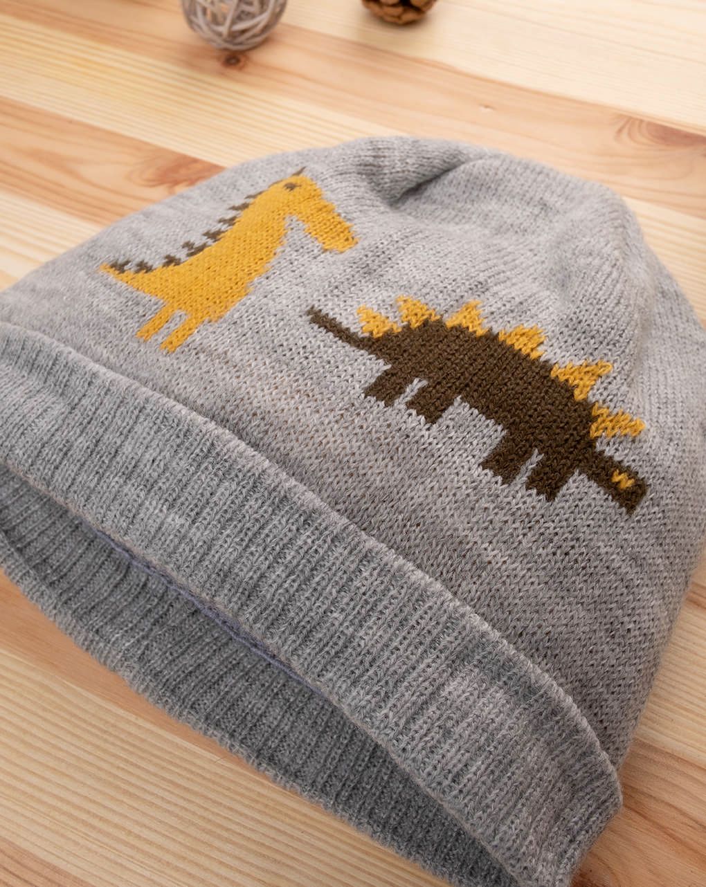 βρεφικό σκουφάκι γκρι με δεινόσαυρους για αγόρι - Prénatal