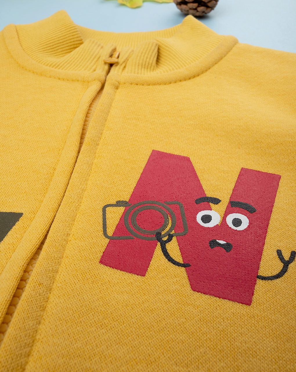 βρεφική ζακέτα φούτερ κίτρινη funny time για αγόρι - Prénatal