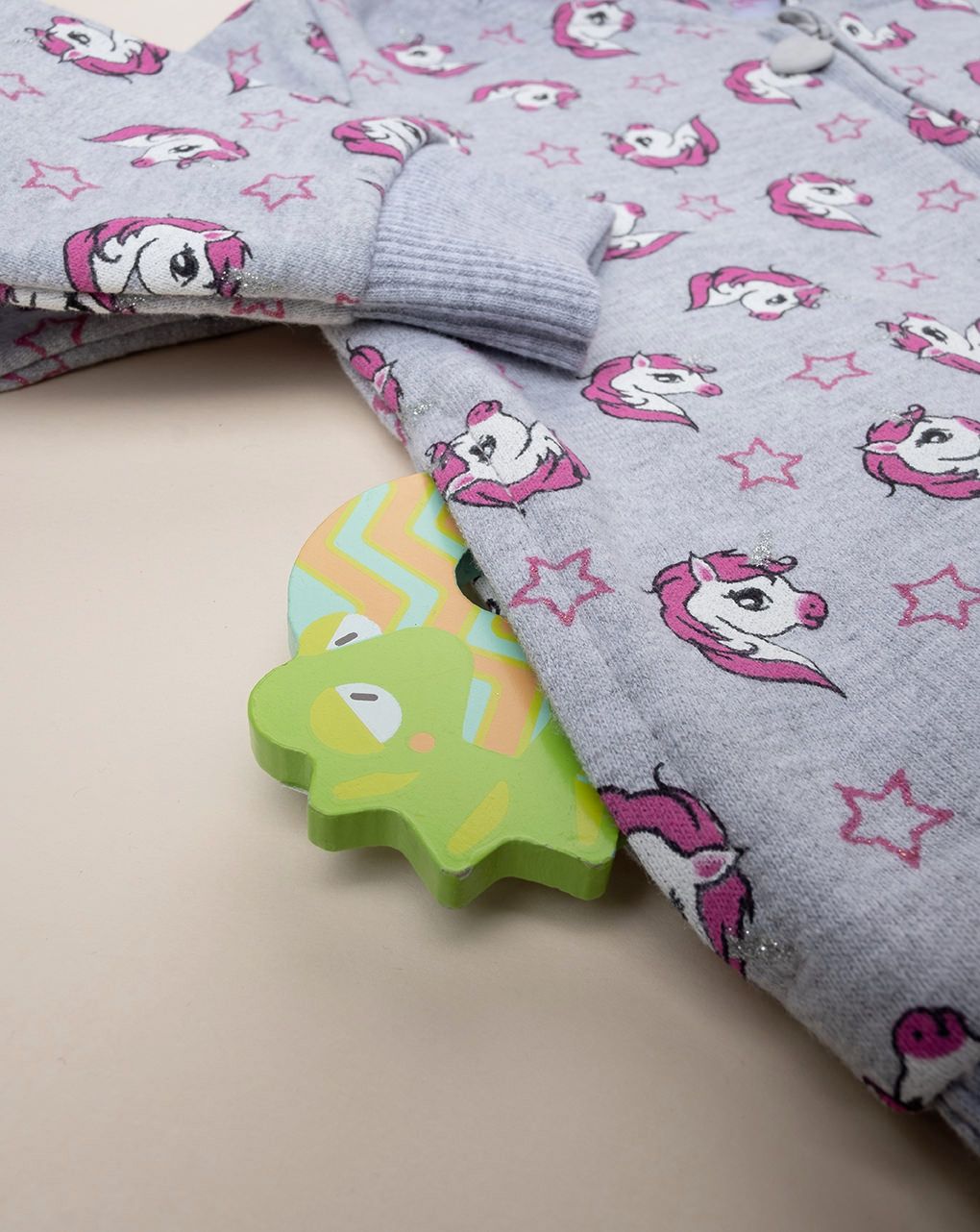 βρεφική ζακέτα φούτερ γκρι με μονόκερους για κορίτσι - Prénatal