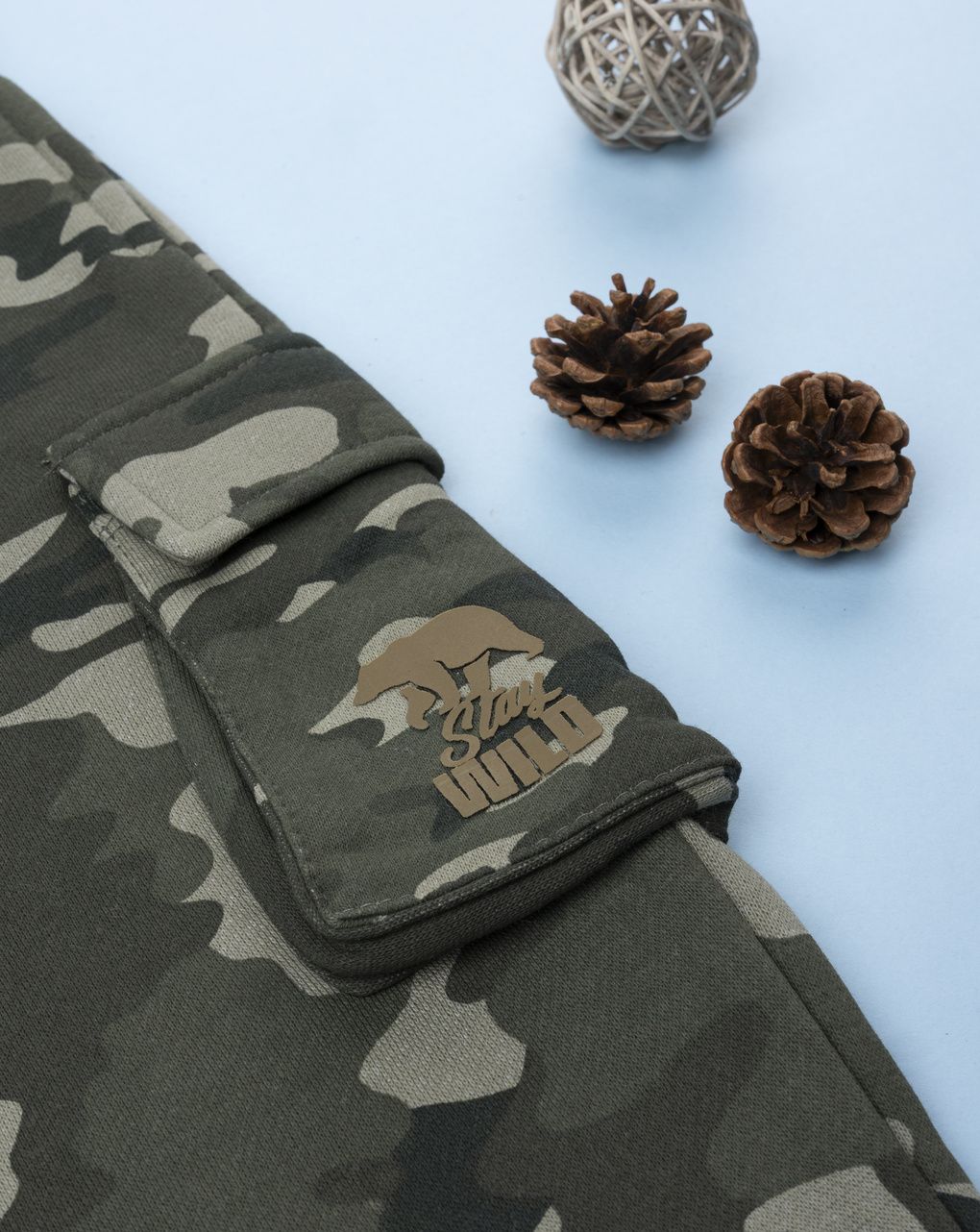 παιδικό παντελόνι φούτερ χακί stay wild για αγόρι - Prénatal