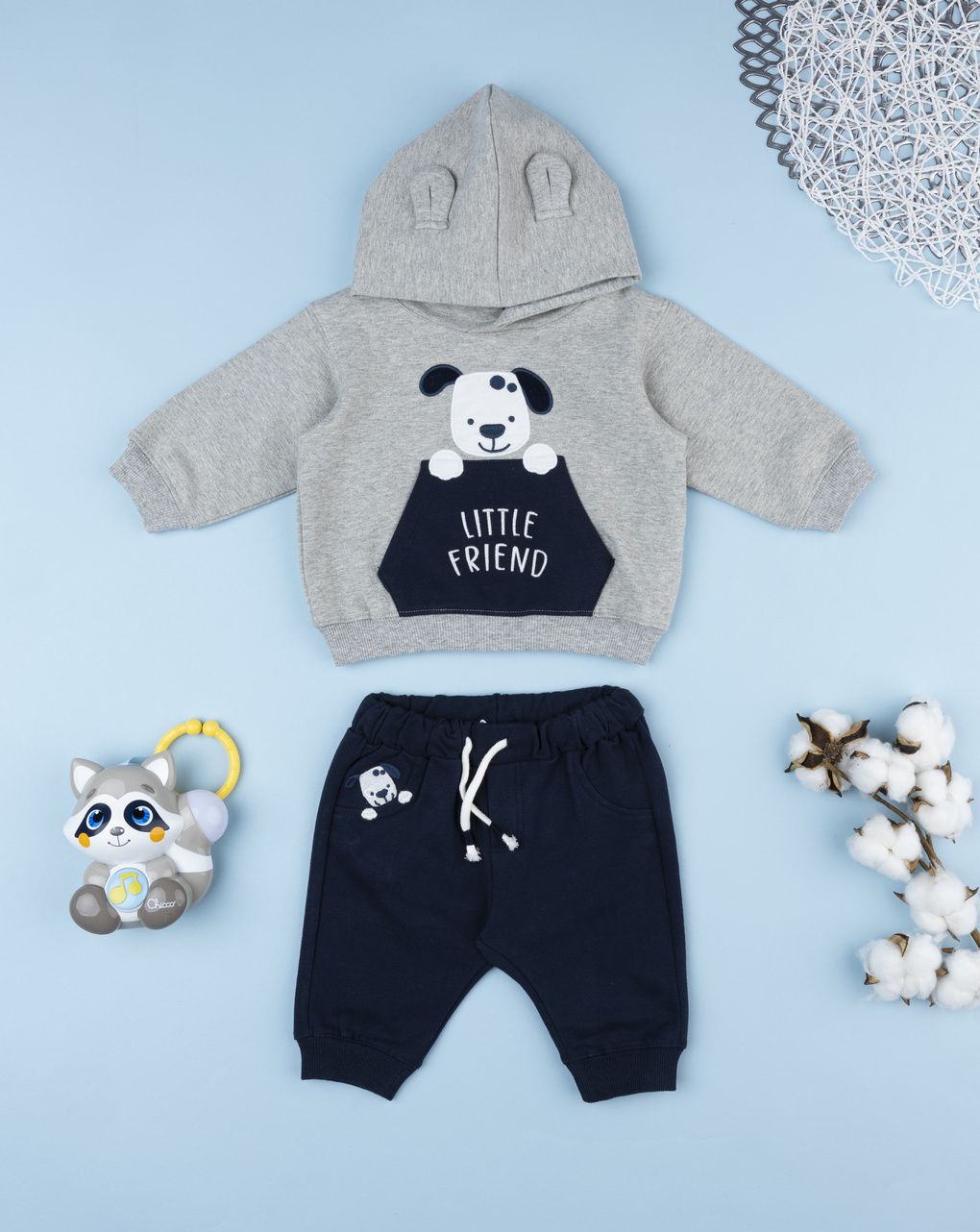 βρεφικό σετ φούτερ και φόρμα little friend για αγόρι