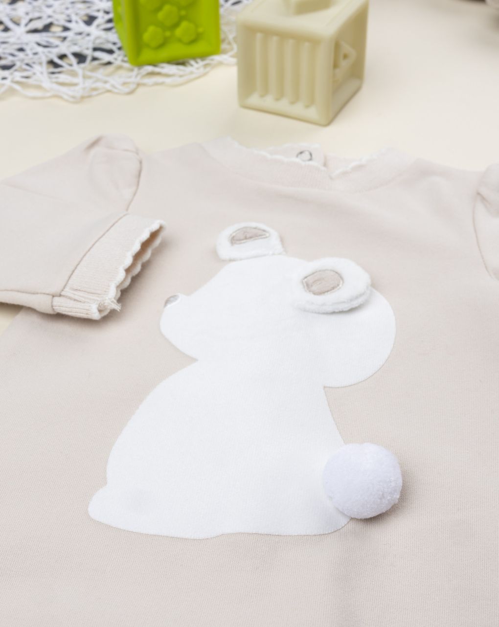 βρεφικό φορμάκι μπεζ με αρκουδάκι για κορίτσι - Prénatal