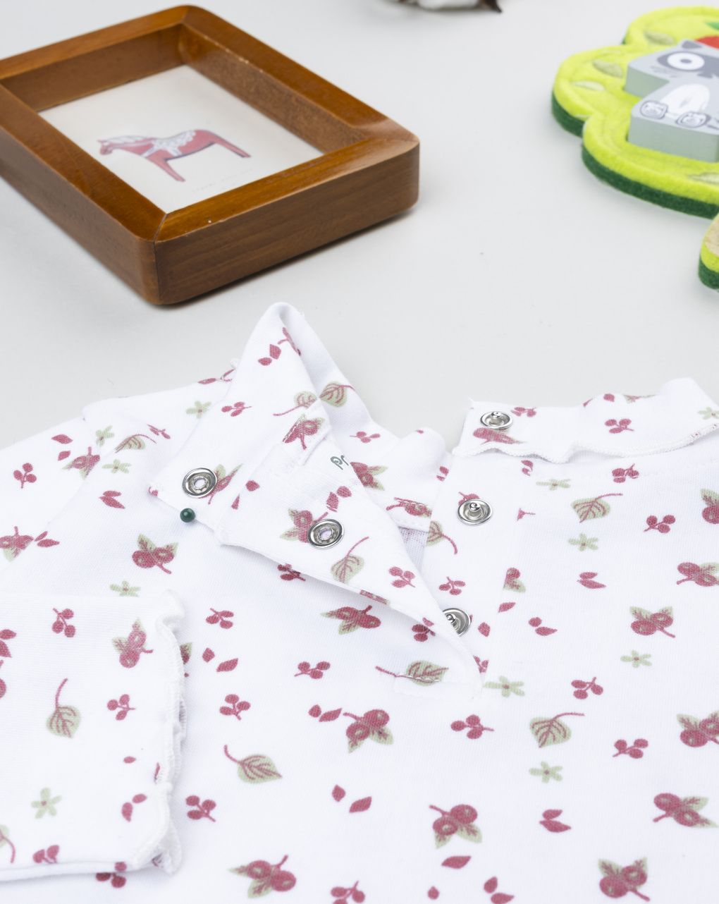 βρεφική μπλούζα ζιβάγκο λευκή με φύλλα για κορίτσι - Prénatal