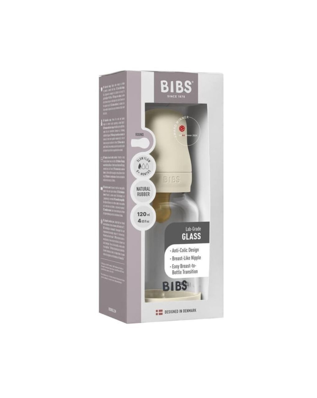 Bibs γυάλινο μπιμπερό 120ml latex ivory 12.5019216 - BIBS