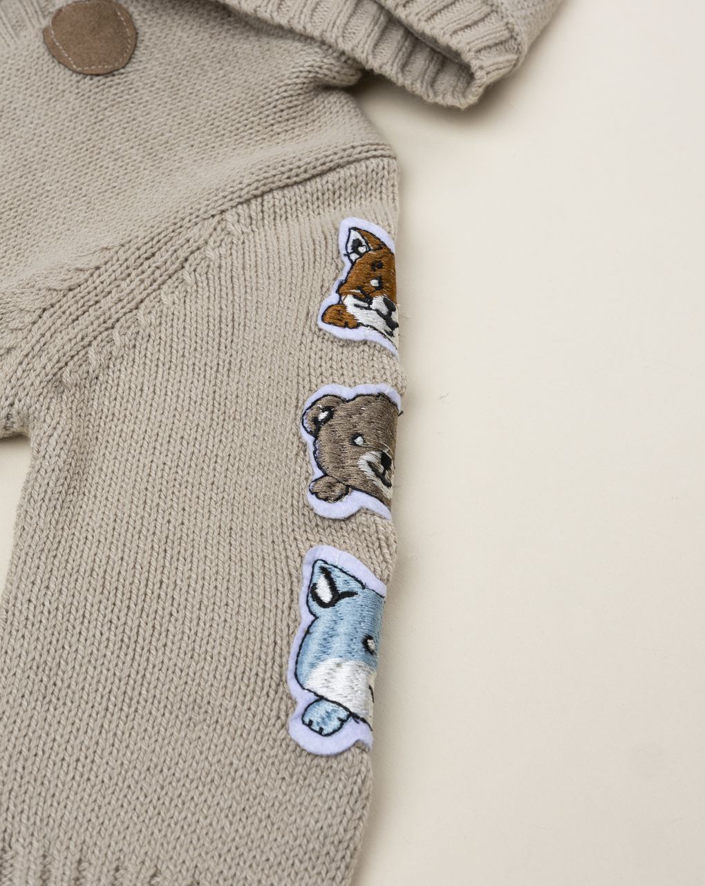 βρεφική ζακέτα πλεκτή μπεζ woods για αγόρι - Prénatal